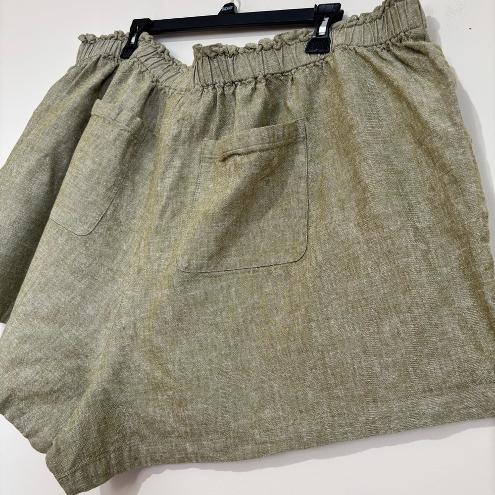 Ava & Viv Plus Size 3X Green Linen Rayon High Rise Pull On Beach Bermuda Shorts - Picture 8 of 16
